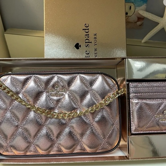 ❤️🔥🩷Kate Spade Leather Glimmer Quilted Crossbody Set MSRP $359🩷❤️🔥 NWT - Picture 2 of 10